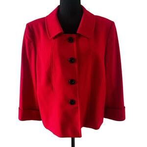 Tahari Women’s Boxy Cropped Blazer Red Size 18 Career Workwear